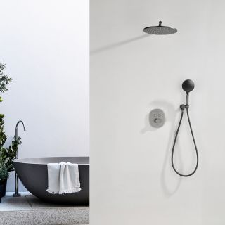 Душевой комплект Black&White Gravity 9201GM с термостатом оружейная сталь